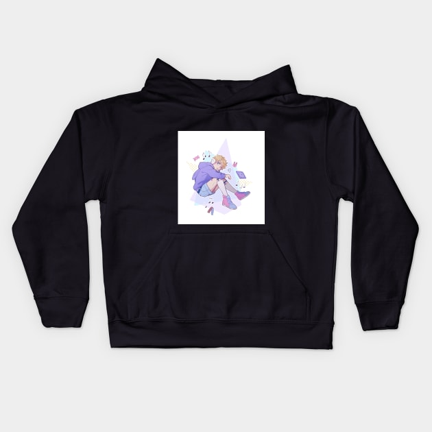 Boy with headphones Kids Hoodie by limesicle